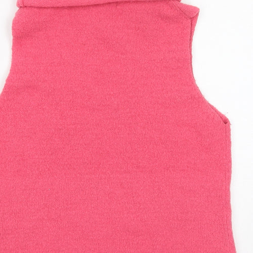 French Connection Womens Pink Roll Neck Acrylic Vest Jumper Size L