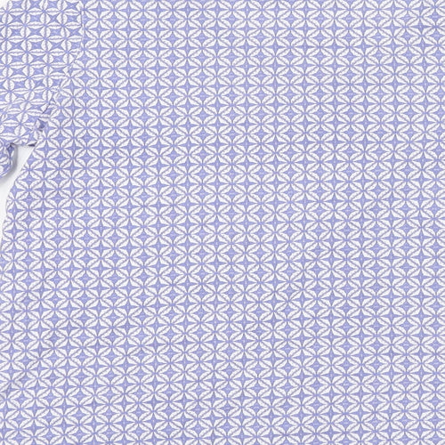 DASH Womens Purple Geometric Cotton Basic T-Shirt Size 10 Round Neck