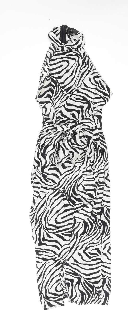 AX Paris Womens Multicoloured Geometric Polyester Pencil Dress Size 10 Halter Zip