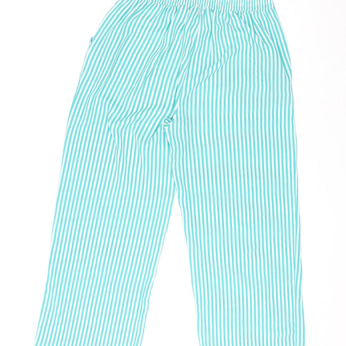 Only Womens Green Striped Polyester Trousers Size 12 L29 in Regular Tie