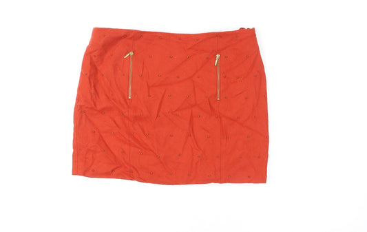Limited Collection Womens Orange Polyester Mini Skirt Size 14 Zip