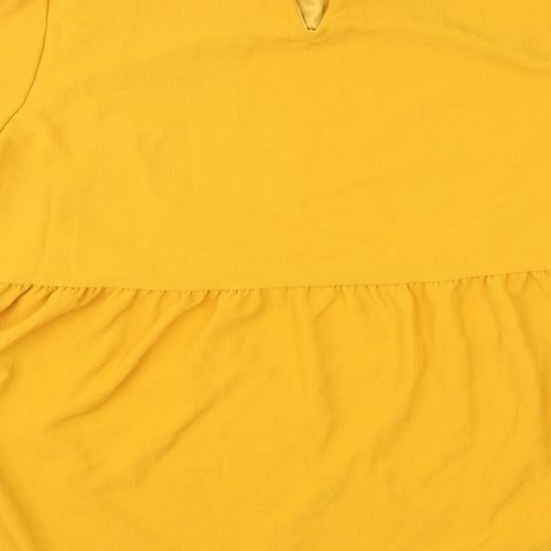 Boohoo Womens Yellow Polyester Tunic Blouse Size 16 Mock Neck - Flared Sleeve