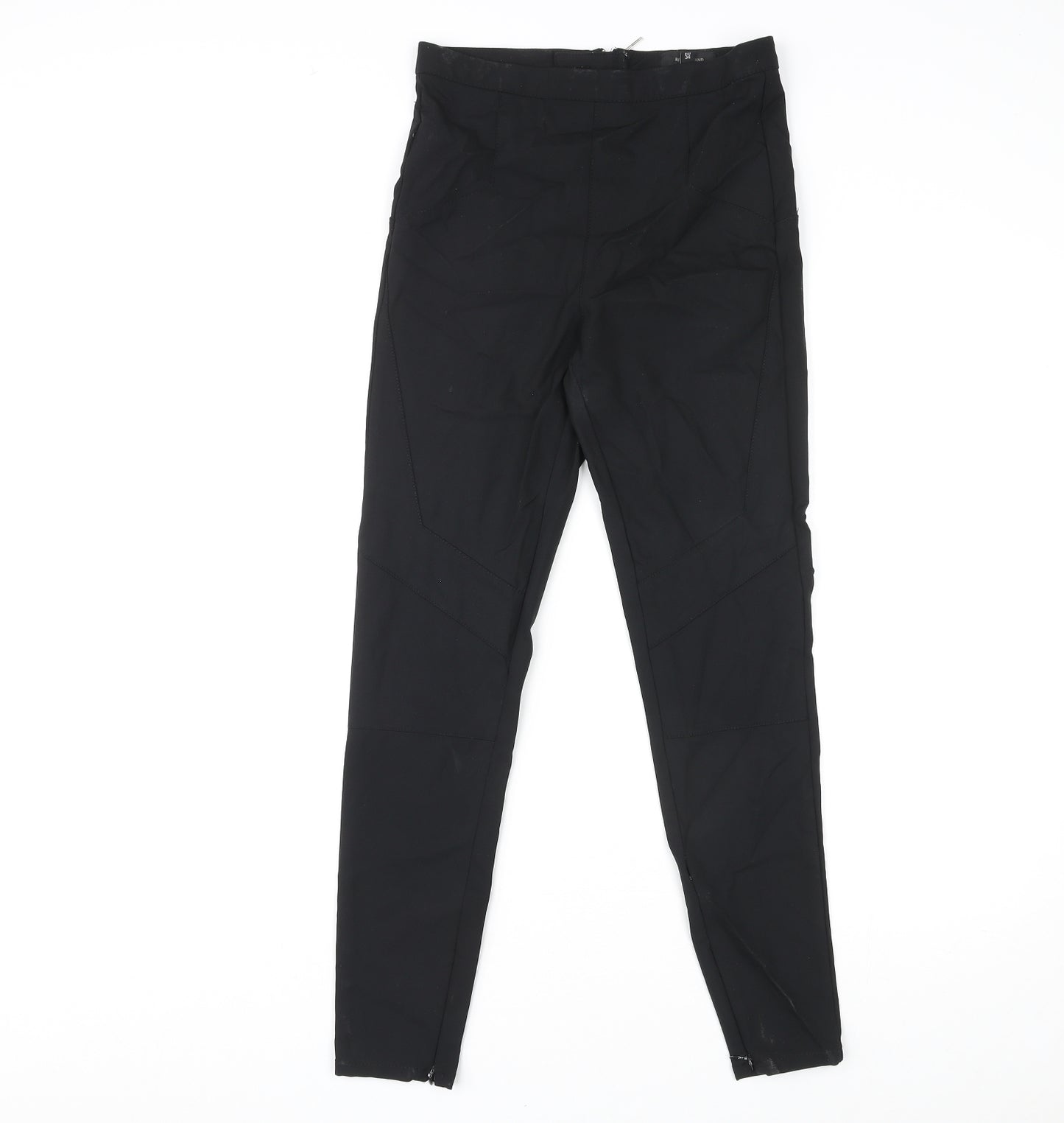 River Island Womens Black Nylon Trousers Size 8 L27 in Regular Zip - Panelled