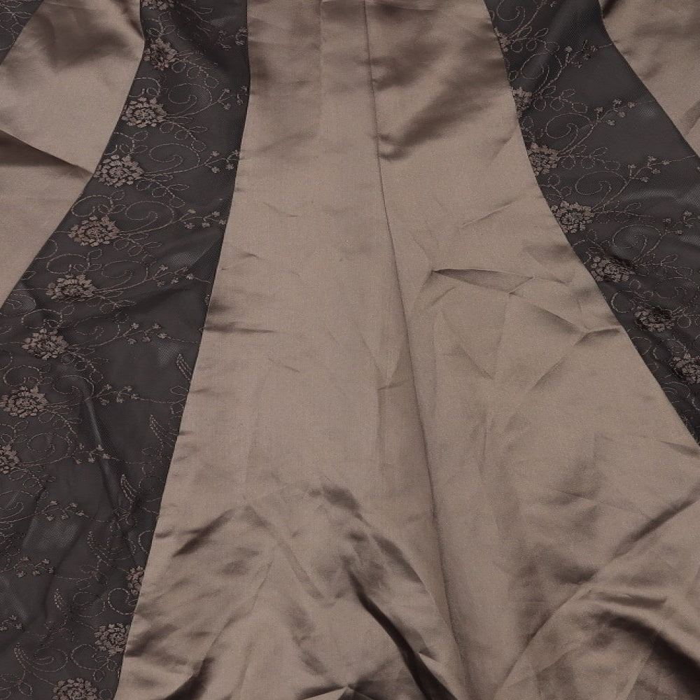 Per Una Womens Brown Geometric Polyester Swing Skirt Size 10 Zip - Tulle underskirt
