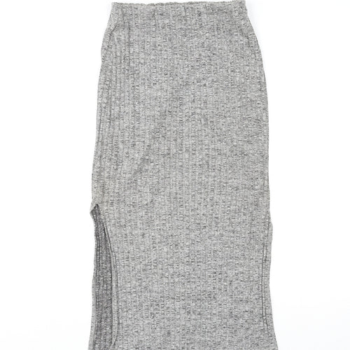 Topshop Womens Grey Cotton A-Line Skirt Size 6
