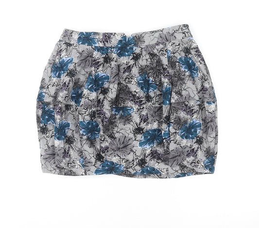 VERO MODA Womens Multicoloured Floral Polyester Mini Skirt Size 10 Zip