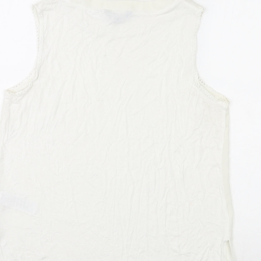 New Look Womens Ivory Polyester Basic Tank Size 14 Round Neck