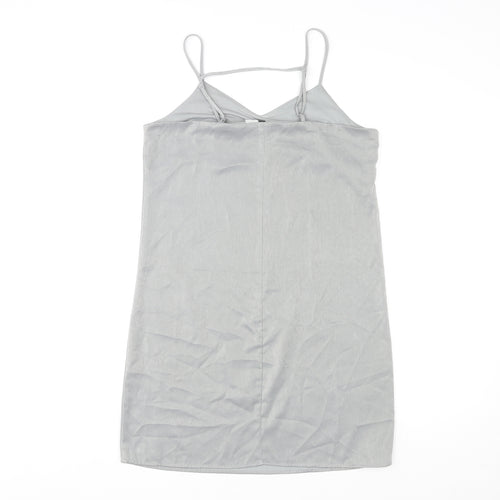 Divided by H&M Womens Grey Polyester Slip Dress Size 12 V-Neck Pullover