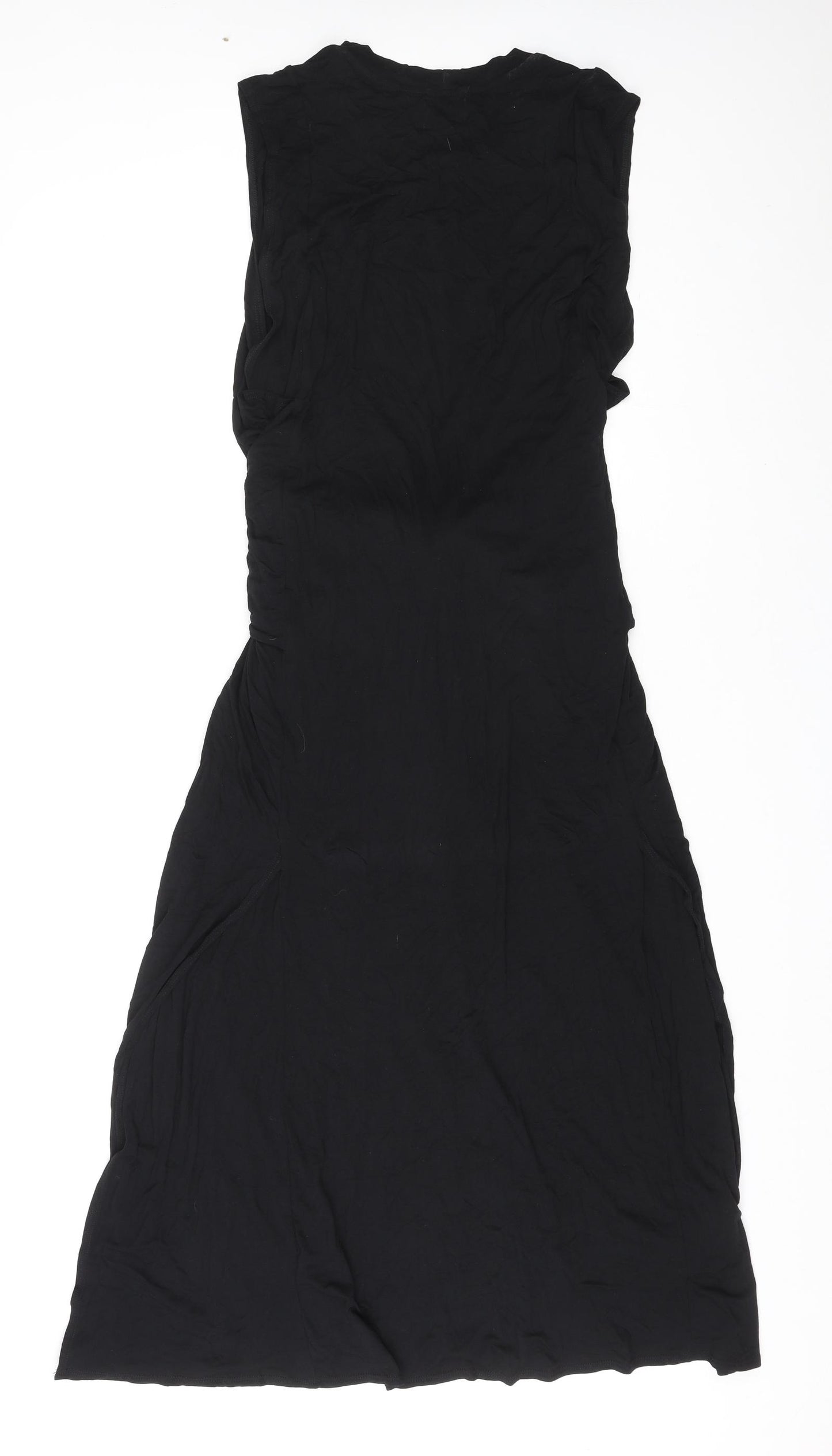 ASOS Womens Black Viscose Maxi Size 18 Crew Neck Tie - Tie Front Detail