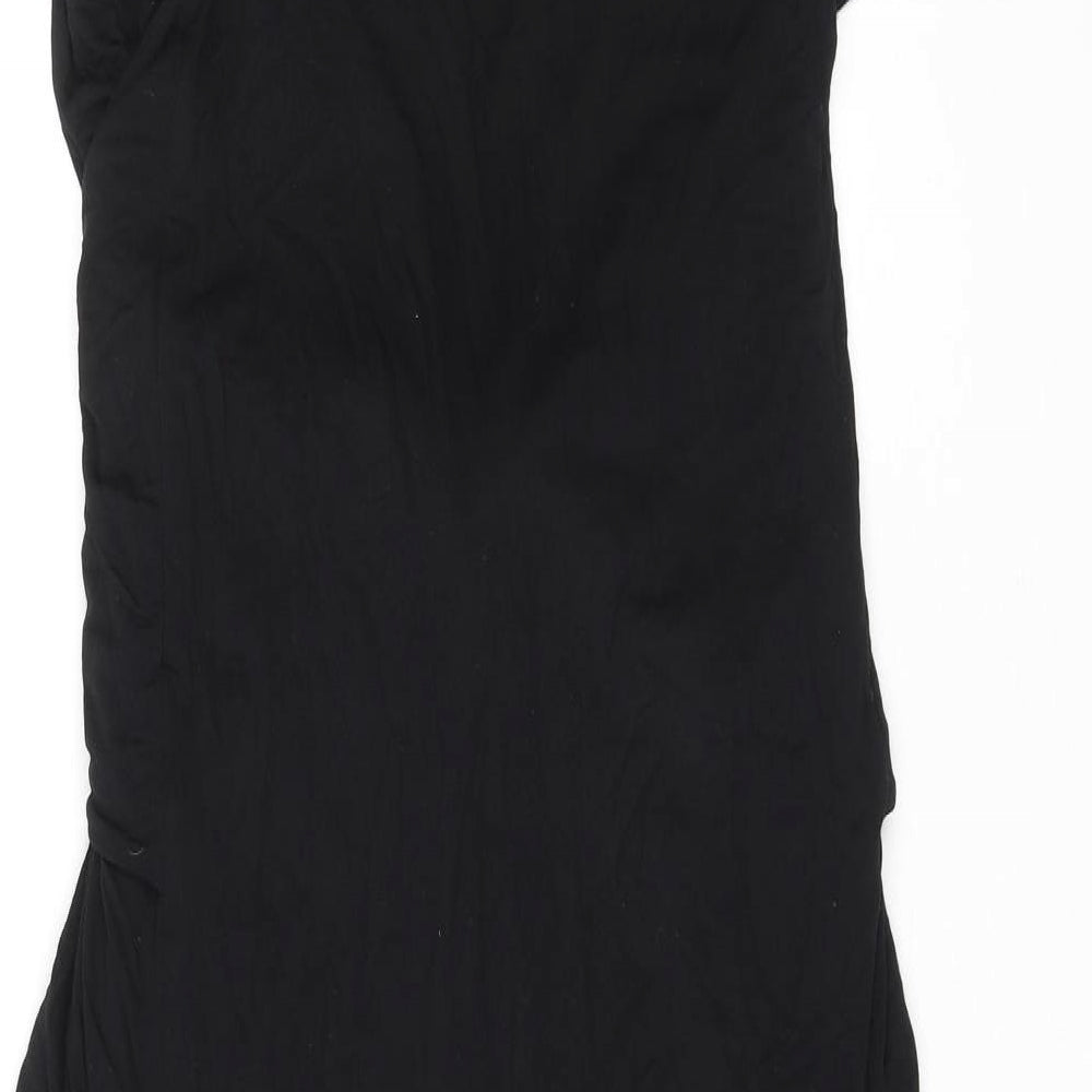 ASOS Womens Black Viscose Maxi Size 18 Crew Neck Tie - Tie Front Detail