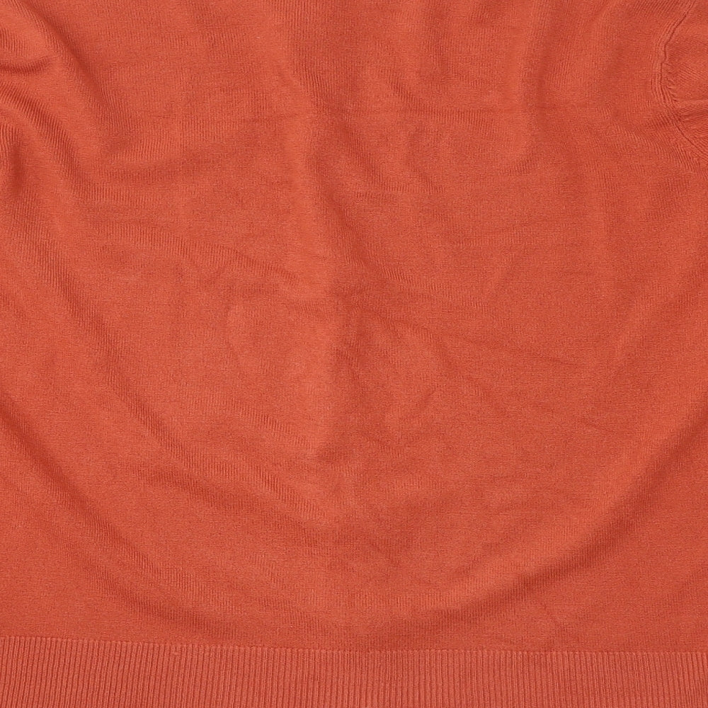 Debenhams Womens Orange Round Neck Acrylic Cardigan Jumper Size 18