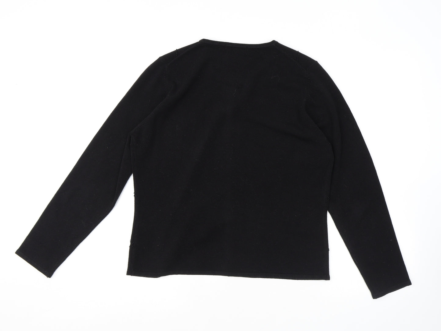 Marks and Spencer Womens Black Round Neck Acrylic Cardigan Jumper Size 16