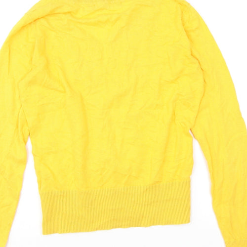 NEXT Womens Yellow Round Neck Cotton Cardigan Jumper Size 12