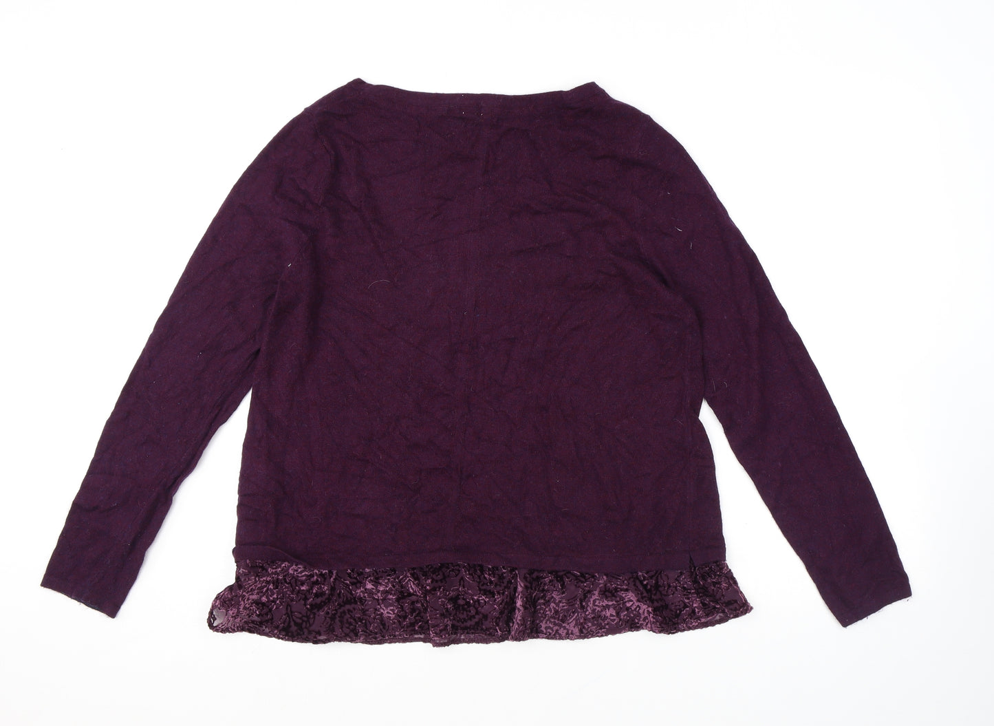 White Stuff Womens Purple Round Neck Nylon Pullover Jumper Size 16