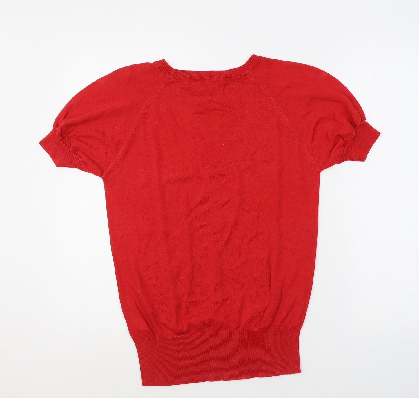 French Connection Womens Red Lyocell Basic T-Shirt Size XS Crew Neck