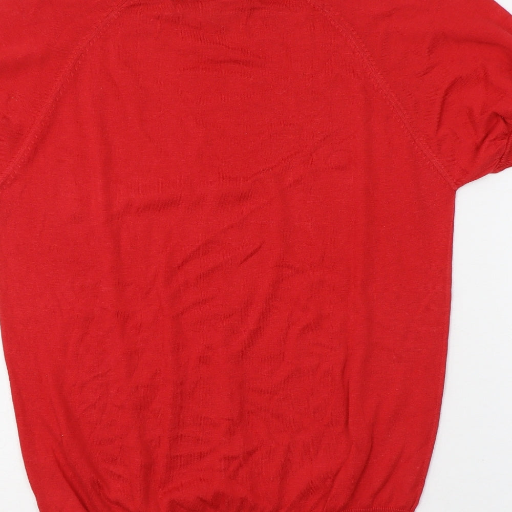 French Connection Womens Red Lyocell Basic T-Shirt Size XS Crew Neck
