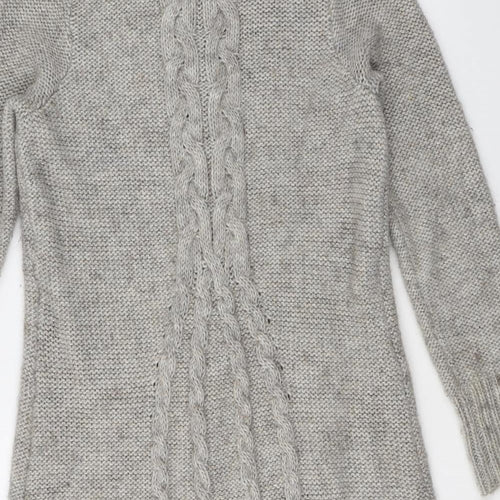 Marks and Spencer Womens Grey High Neck Acrylic Cardigan Jumper Size 14