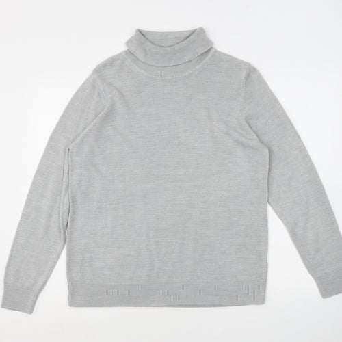 Marks and Spencer Womens Grey Roll Neck Acrylic Pullover Jumper Size 16
