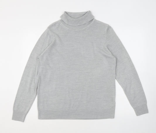 Marks and Spencer Womens Grey Roll Neck Acrylic Pullover Jumper Size 16