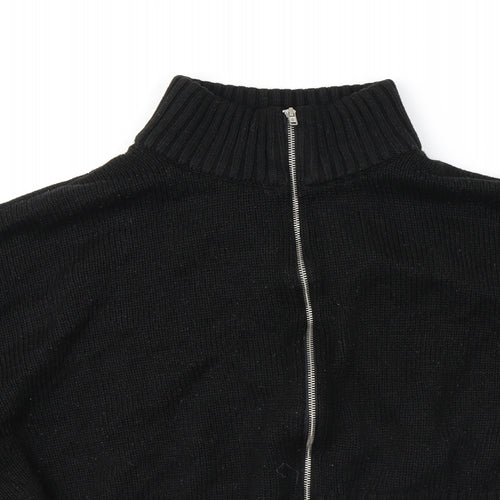 Divided by H&M Womens Black High Neck Acrylic Full Zip Jumper Size L - Cropped