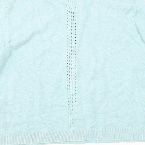 White Stuff Womens Blue Round Neck 100% Cotton Cardigan Jumper Size 14