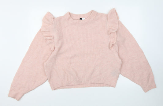 Divided by H&M Womens Pink Round Neck Acrylic Pullover Jumper Size M