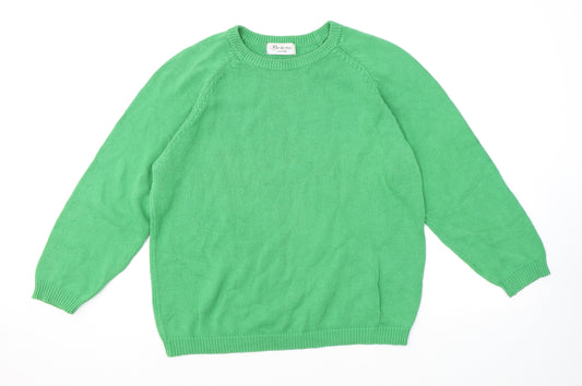 Berkertex Womens Green Round Neck 100% Cotton Pullover Jumper Size 14 - Size 14-16
