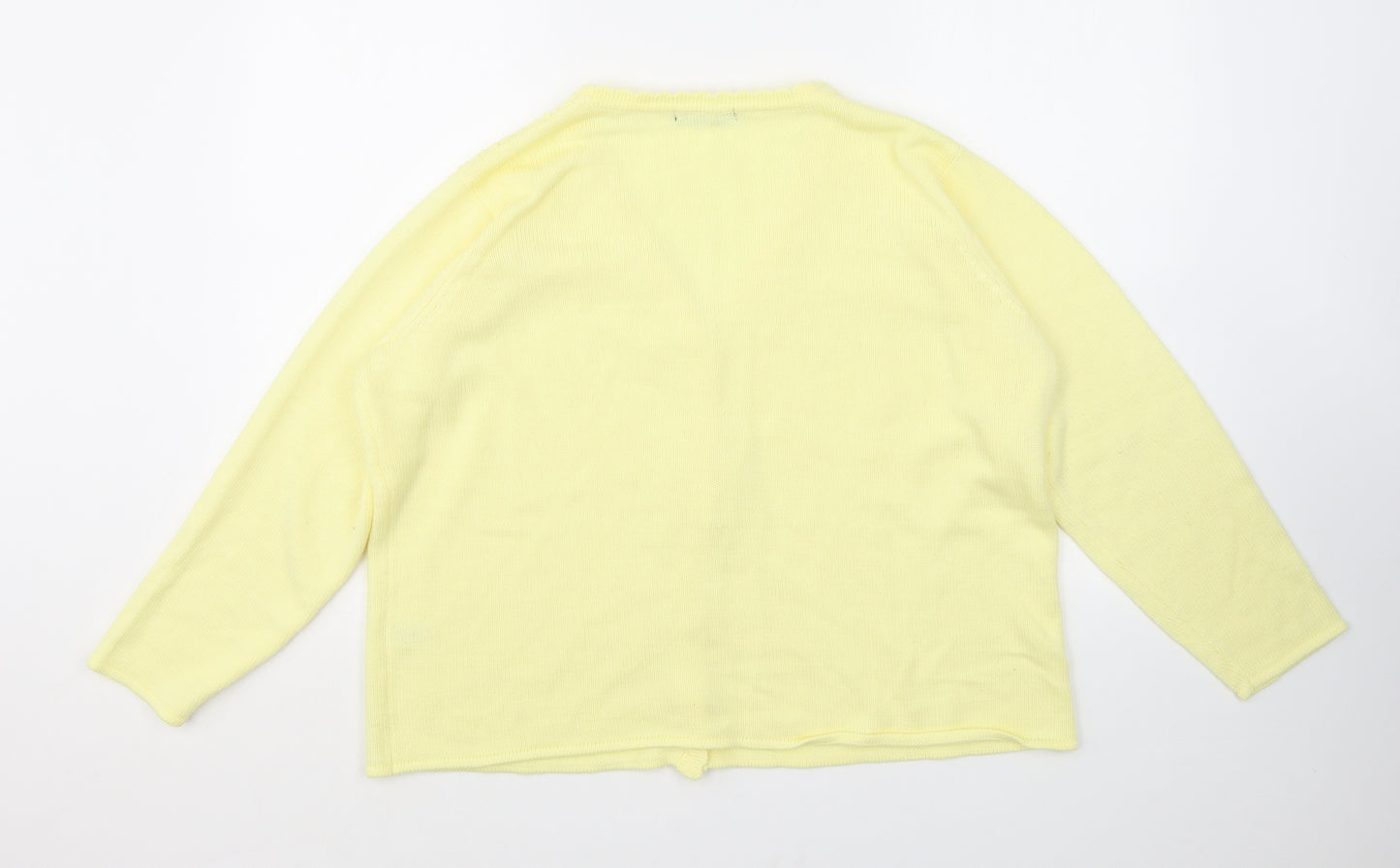 Bonmarché Womens Yellow V-Neck Acrylic Cardigan Jumper Size L