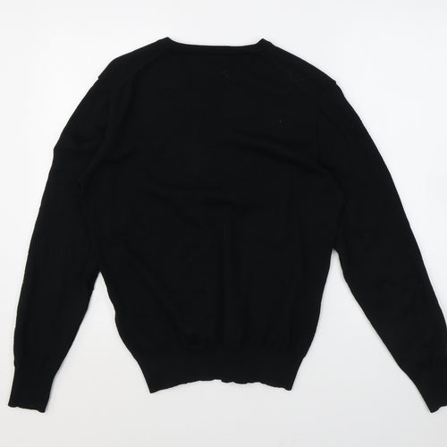 J.Lindeberg Mens Black V-Neck Wool Pullover Jumper Size L Long Sleeve