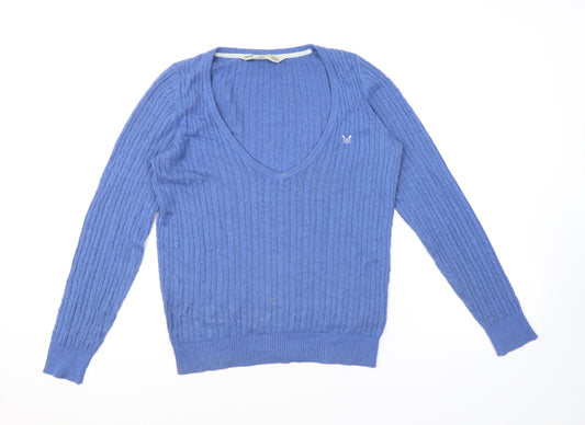 Crew Clothing Womens Blue Scoop Neck Cotton Pullover Jumper Size 12