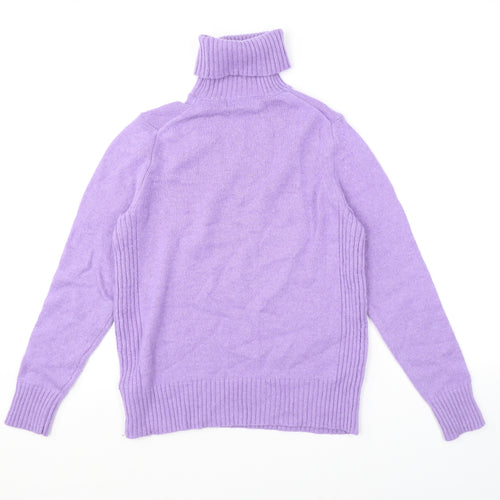 Marks and Spencer Womens Purple Roll Neck Wool Pullover Jumper Size 10