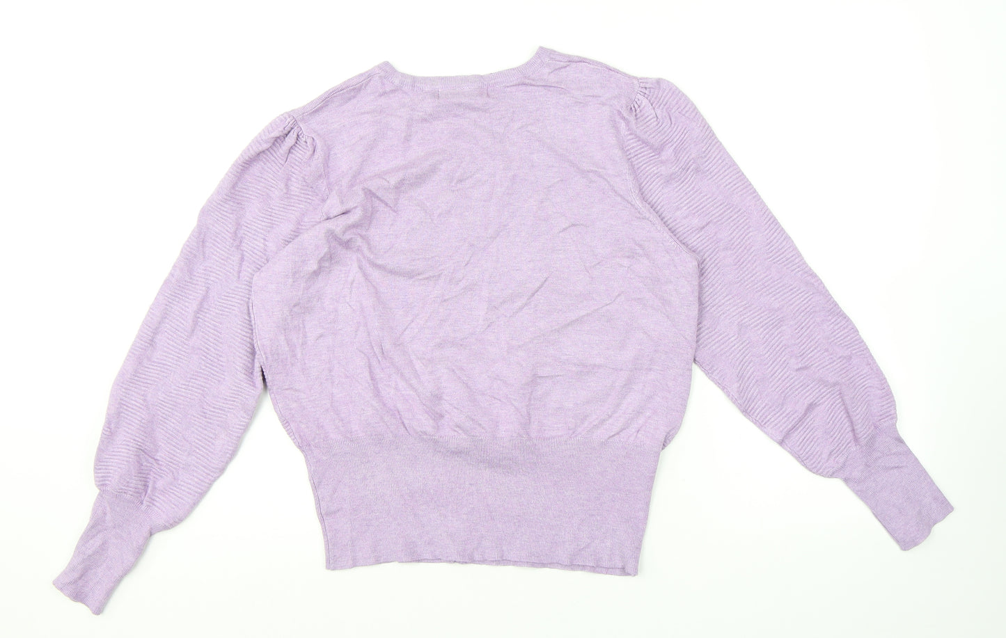 Marks and Spencer Womens Purple Round Neck Viscose Pullover Jumper Size L