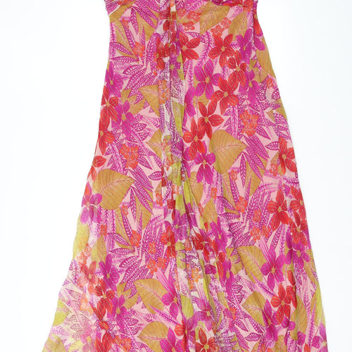 Monsoon Womens Multicoloured Floral Silk Maxi Size 14 Sweetheart Zip - Strapless