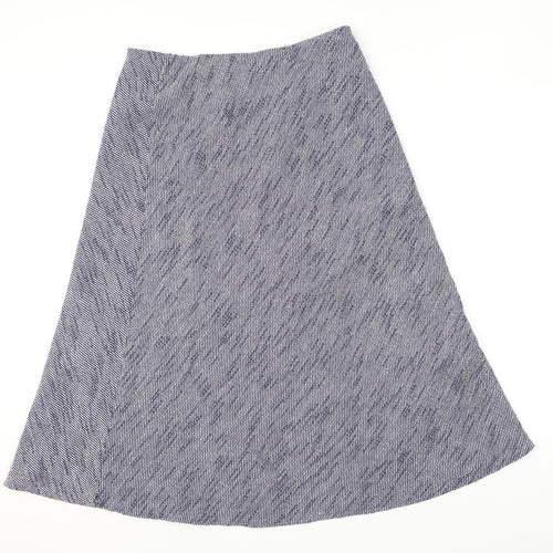 Classic Womens Blue Geometric Polyester Swing Skirt Size 14