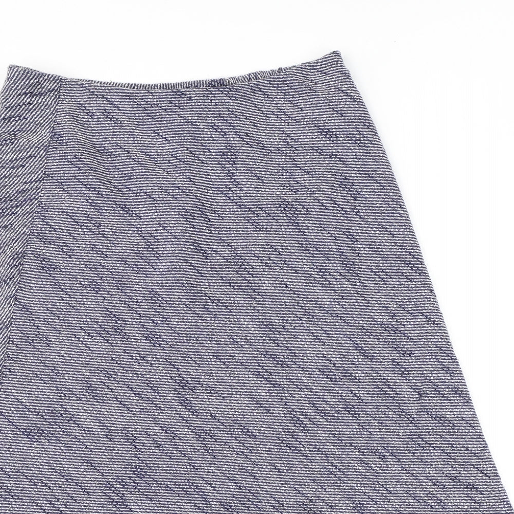 Classic Womens Blue Geometric Polyester Swing Skirt Size 14