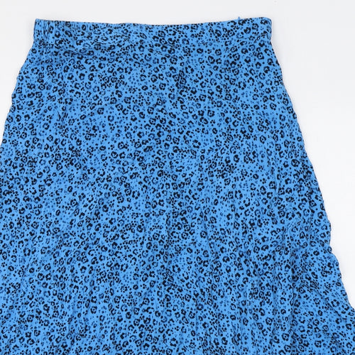 Hush Womens Blue Animal Print Viscose Peasant Skirt Size 14 Zip - Leopard pattern