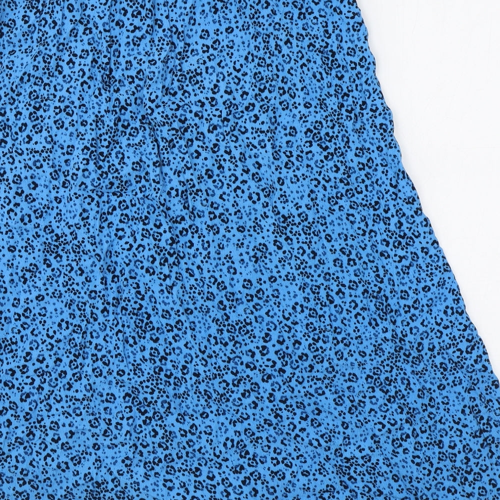 Hush Womens Blue Animal Print Viscose Peasant Skirt Size 14 Zip - Leopard pattern