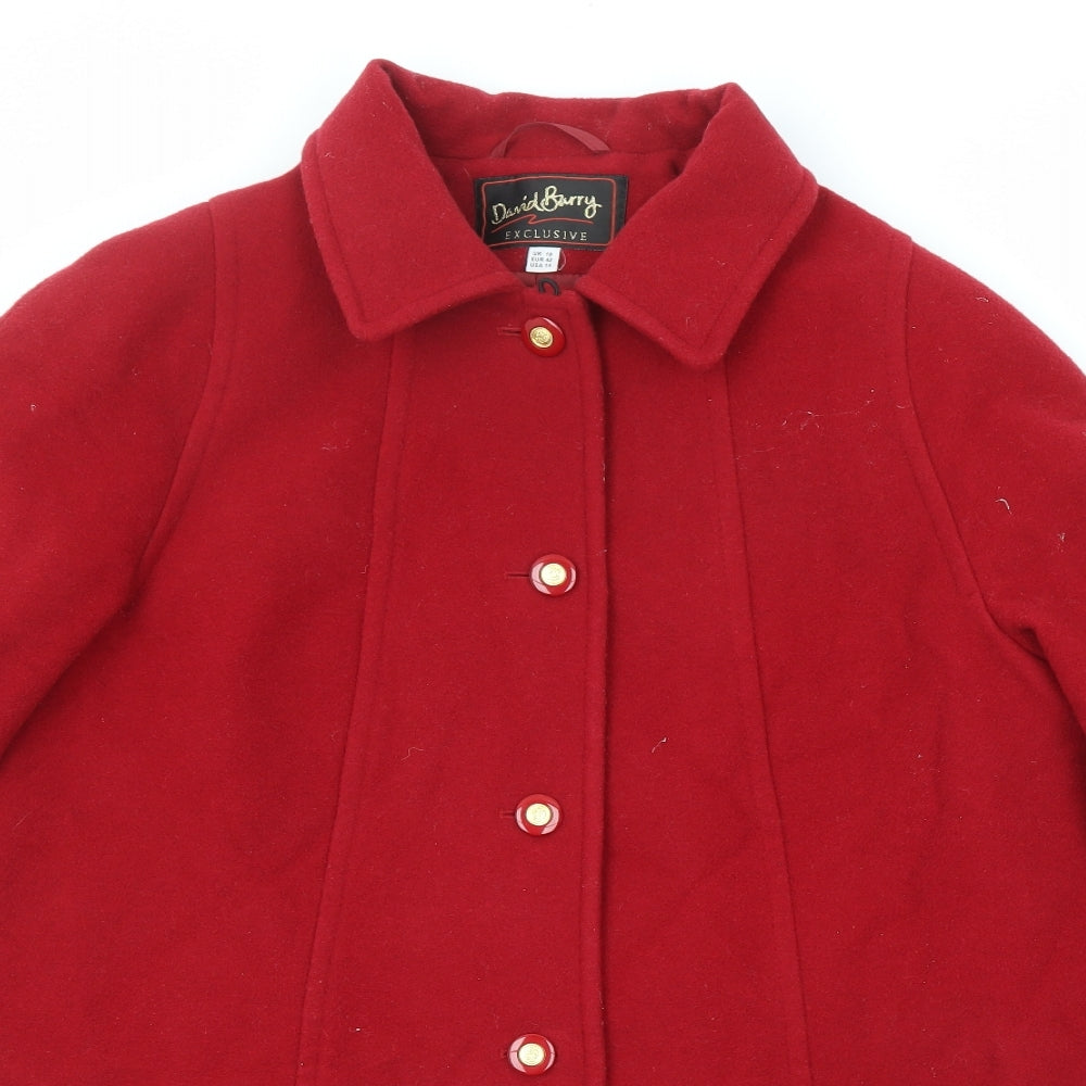 David Barry Womens Red Overcoat Coat Size 16 Button