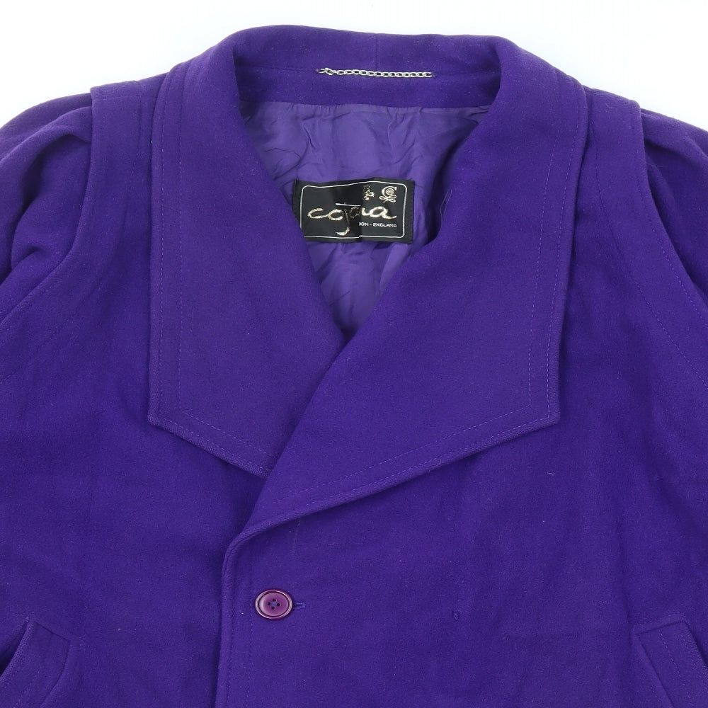 Cojana Womens Purple Overcoat Coat Size 12 Button