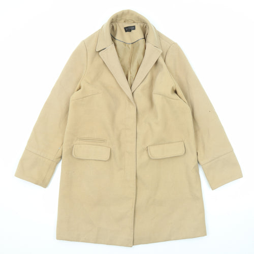 Topshop Womens Beige Overcoat Coat Size 10 Zip