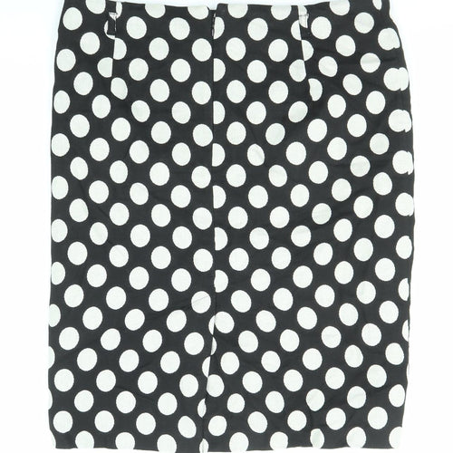 Marks and Spencer Womens Black Polka Dot Polyester Straight & Pencil Skirt Size 14 Zip