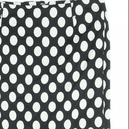 Marks and Spencer Womens Black Polka Dot Polyester Straight & Pencil Skirt Size 14 Zip