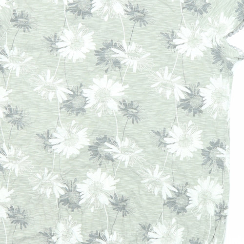 NEXT Womens Grey Floral Cotton Basic T-Shirt Size 16 Boat Neck