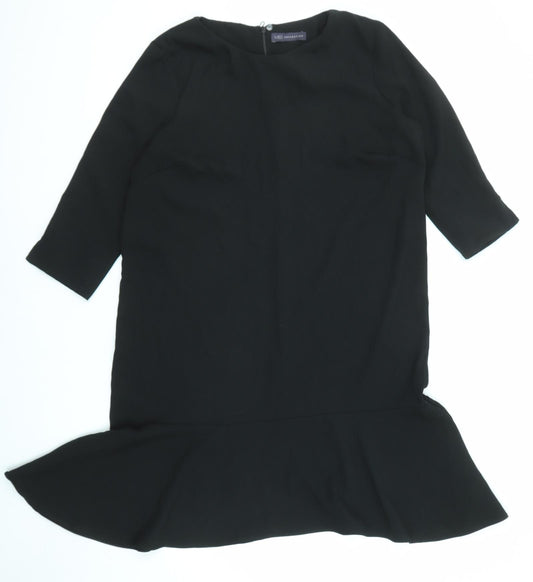 Marks and Spencer Womens Black Polyester A-Line Size 16 Round Neck Zip