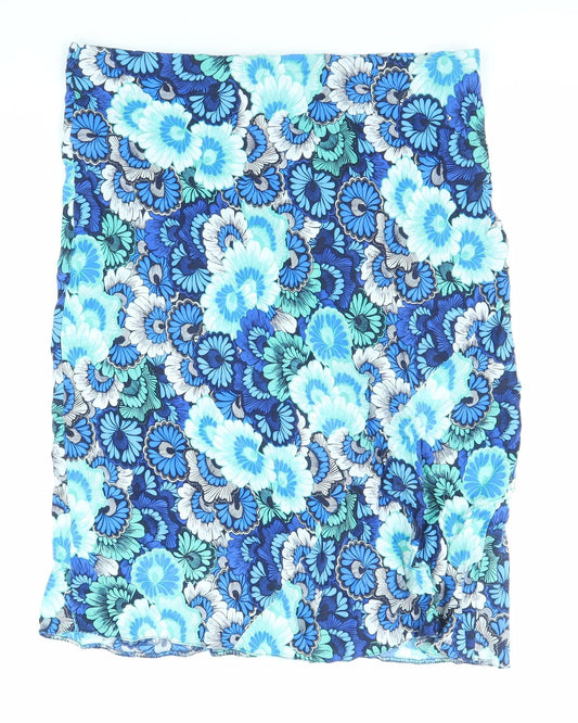 Bonmarché Womens Blue Floral Viscose A-Line Skirt Size 16