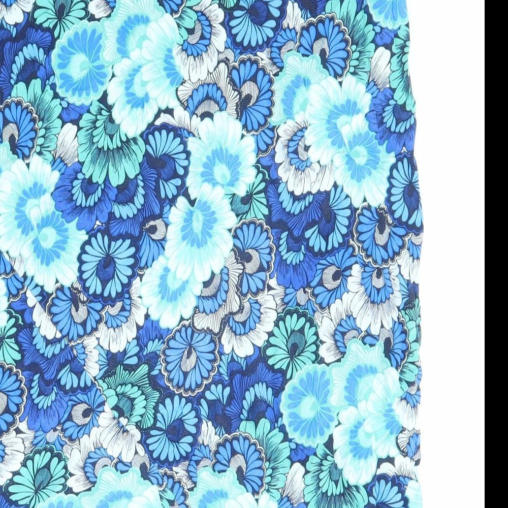 Bonmarché Womens Blue Floral Viscose A-Line Skirt Size 16
