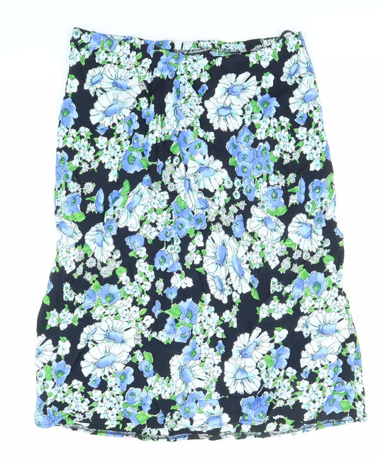BHS Womens Multicoloured Floral Viscose A-Line Skirt Size 16