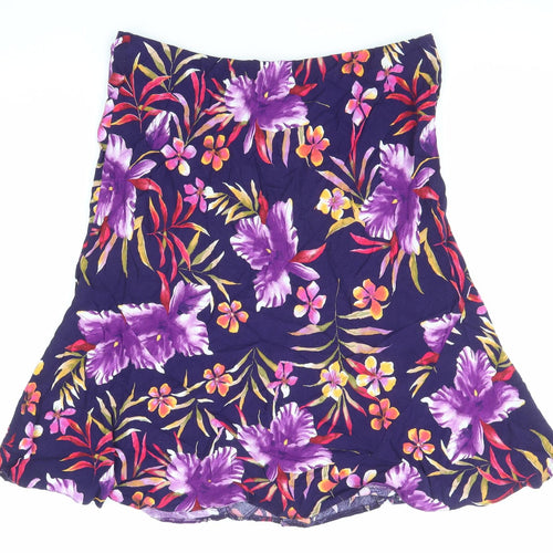 BHS Womens Multicoloured Floral Viscose A-Line Skirt Size 16