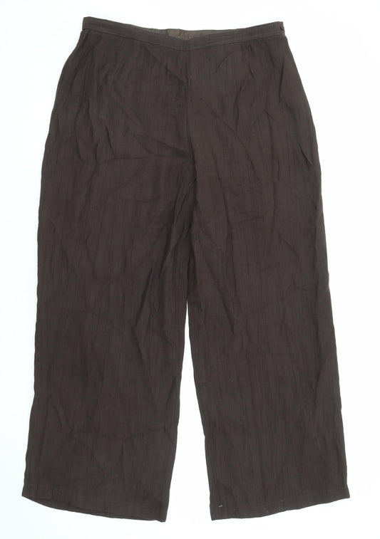 Jacques Vert Womens Brown Bamboo Trousers Size 18 L29 in Regular Zip