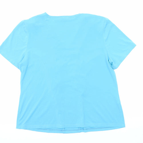 Galmes Womens Blue Polyamide Basic T-Shirt Size L V-Neck
